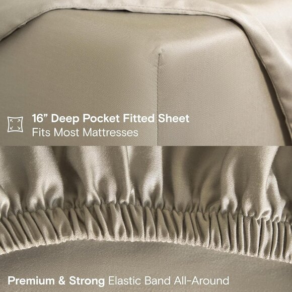 NWT Sijo DOZ Bamboo Sheet Set 3 Piece - 2 Pillowcases 1 Fitted Sheet Fog, Queen - Picture 2 of 5